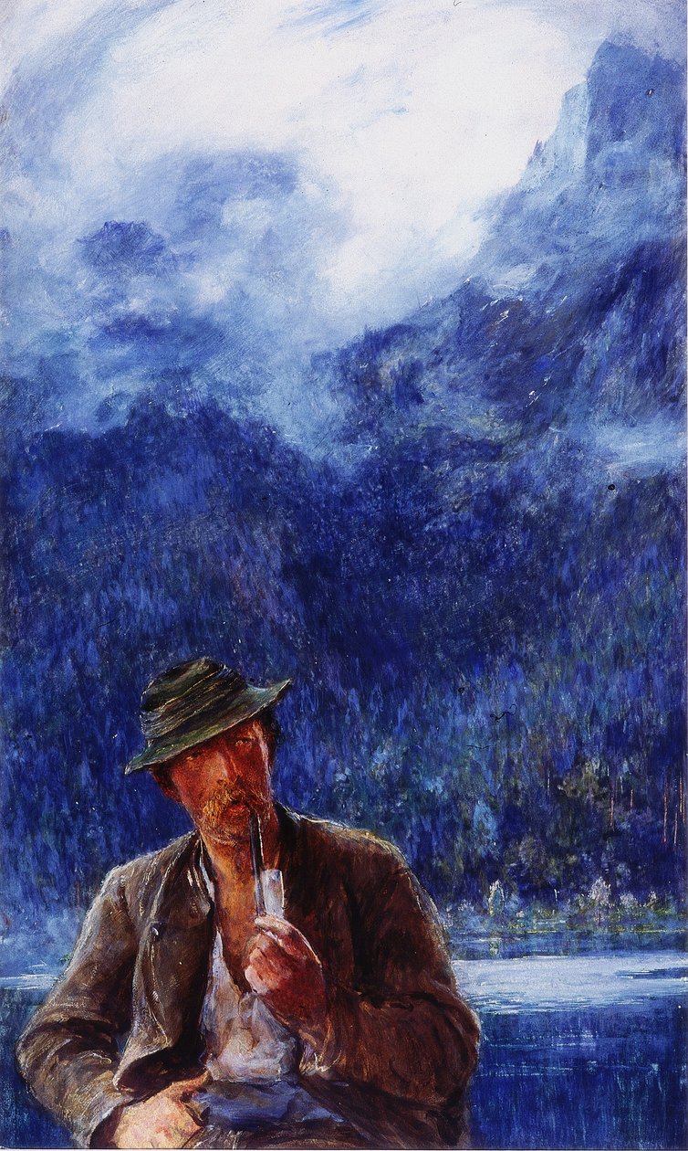 Fiskaren från Hintersee (bc och wc på vävt papper) av Hubert von Herkomer