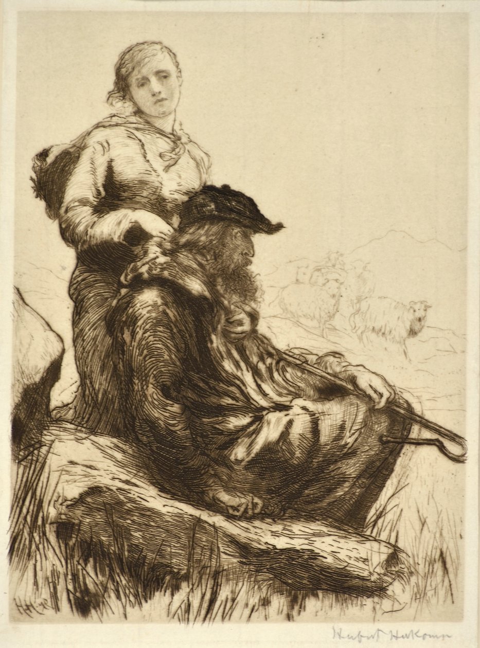 Herden och hans dotter, ca 1879 (etsning) av Hubert von Herkomer