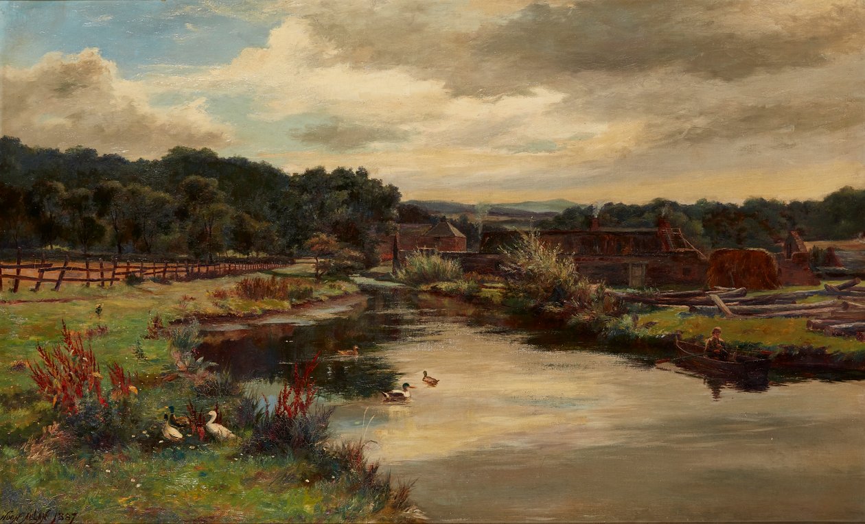 The Mill-Lade, Glen Farg nära Aberfeldy (olja på duk) av Hugh Allan