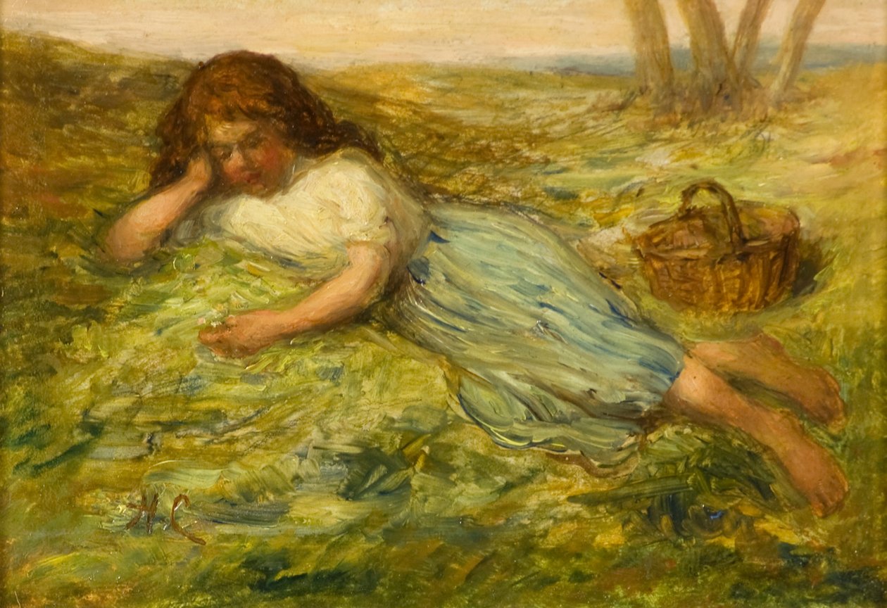 Flicka och korg, 1800-talet av Hugh Cameron