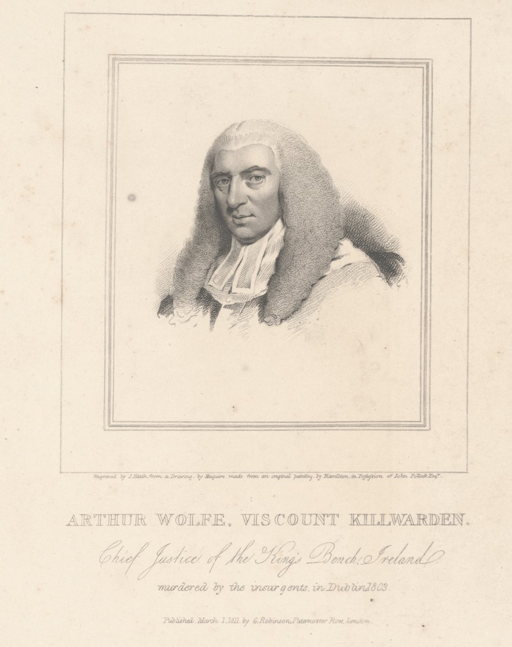 Arthur Wolfe, Viscount Killwarden, graverad av G. Robinson av Hugh Douglas Hamilton