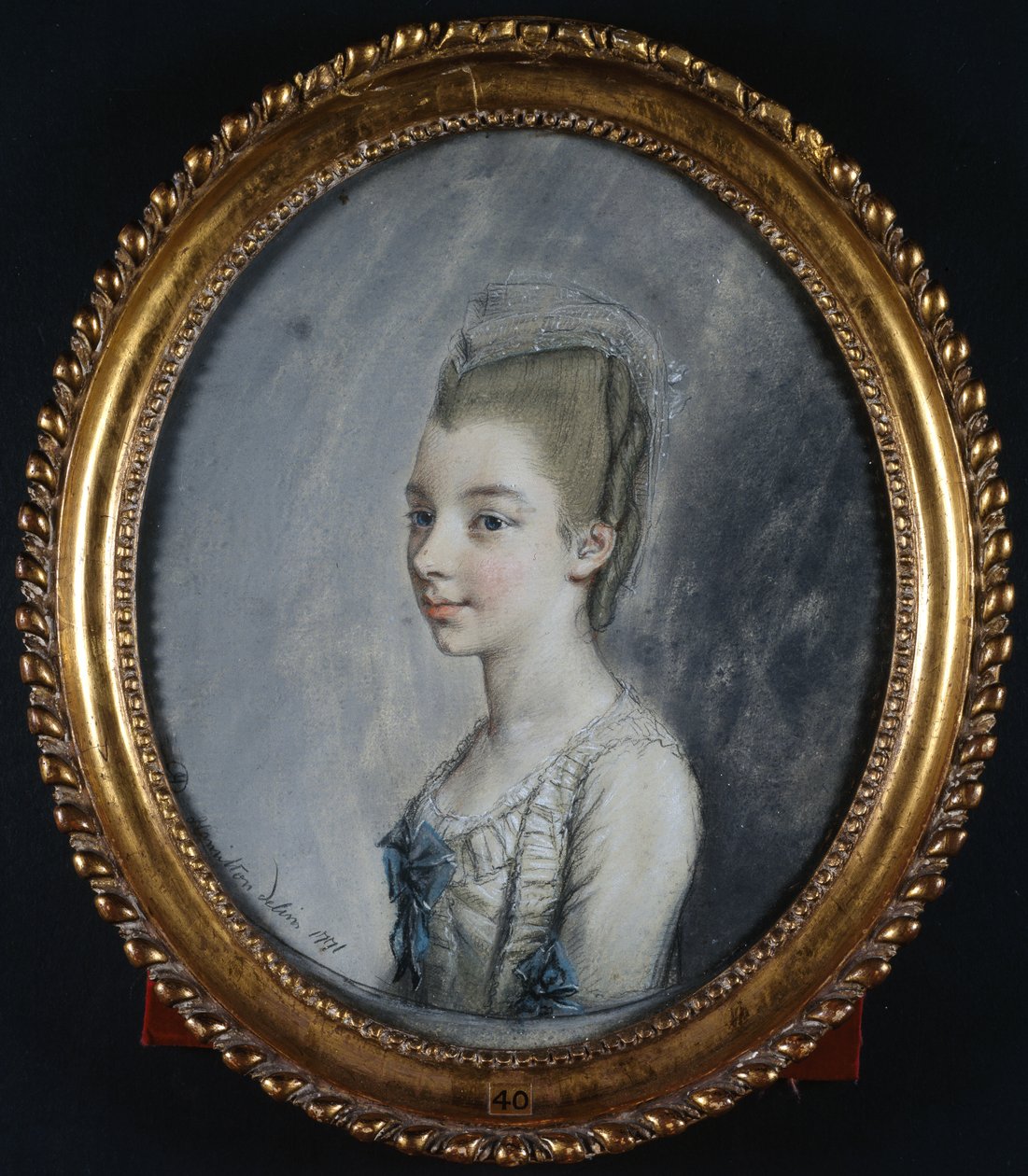 Porträtt av Georgiana Spencer, senare hertiginna av Devonshire av Hugh Douglas Hamilton