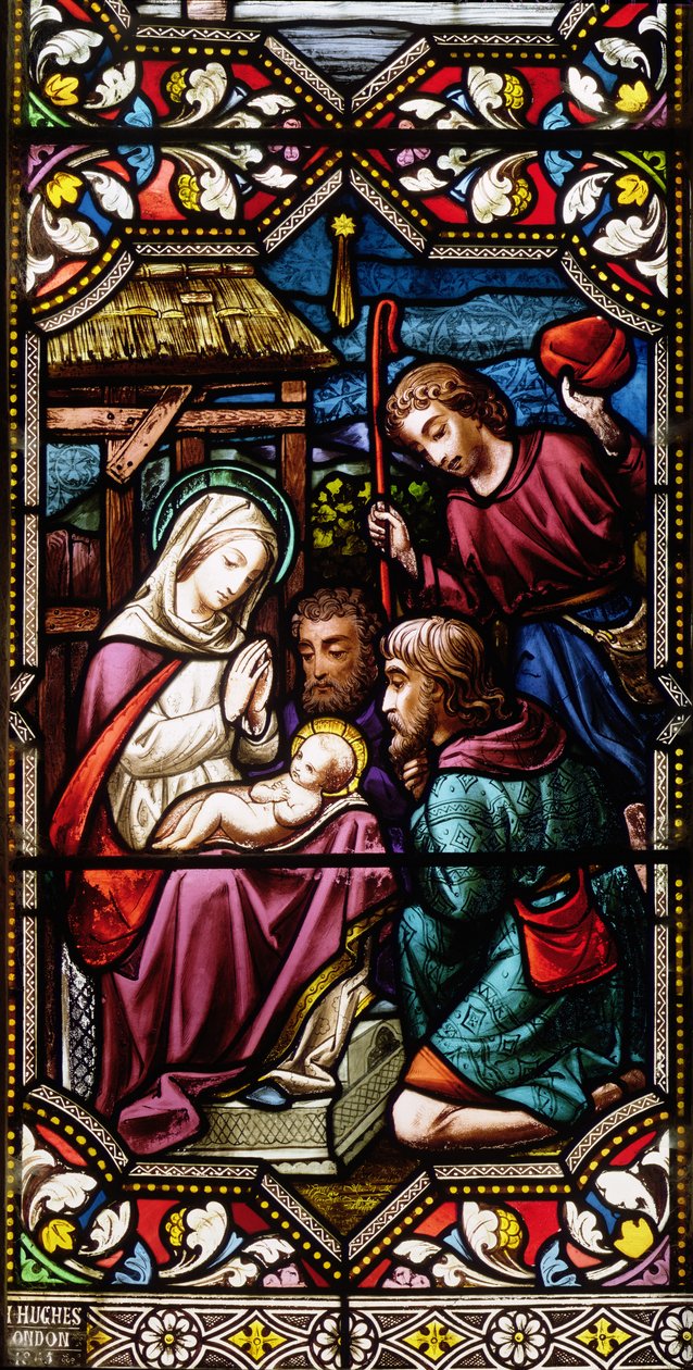 The Adoration of the Shepherds, 1865 (målat glas) av Hugh Hughes