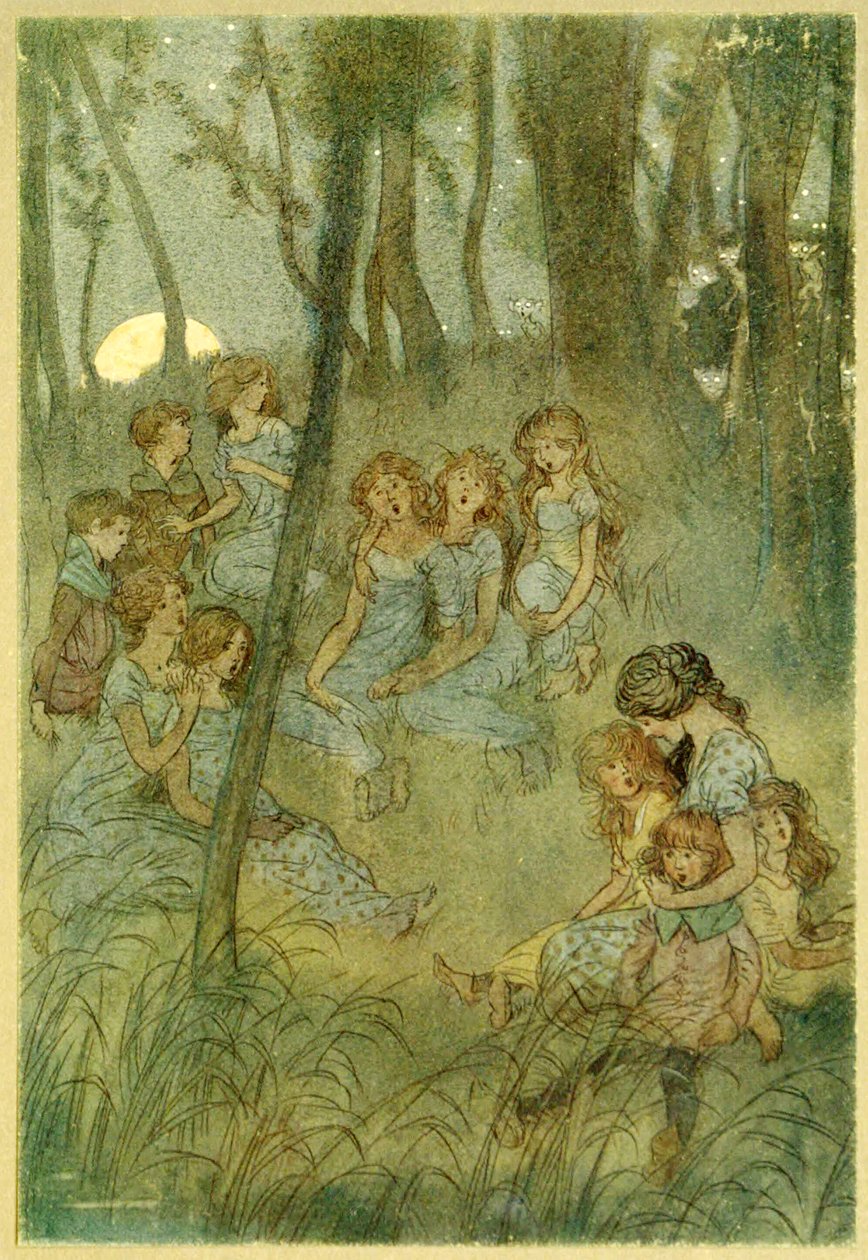 Och nattliga ängsälvor, se du sjunger, från The Merry Wives of Windsor, pub. 1910 av Hugh Thomson
