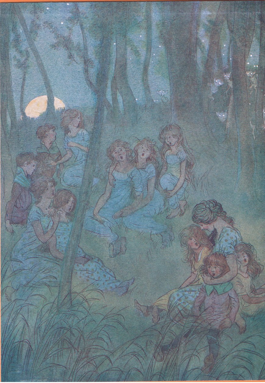 Och nattliga ängsälvor, se du sjunger, illustration från The Merry Wives of Windsor, 1910 av Hugh Thomson