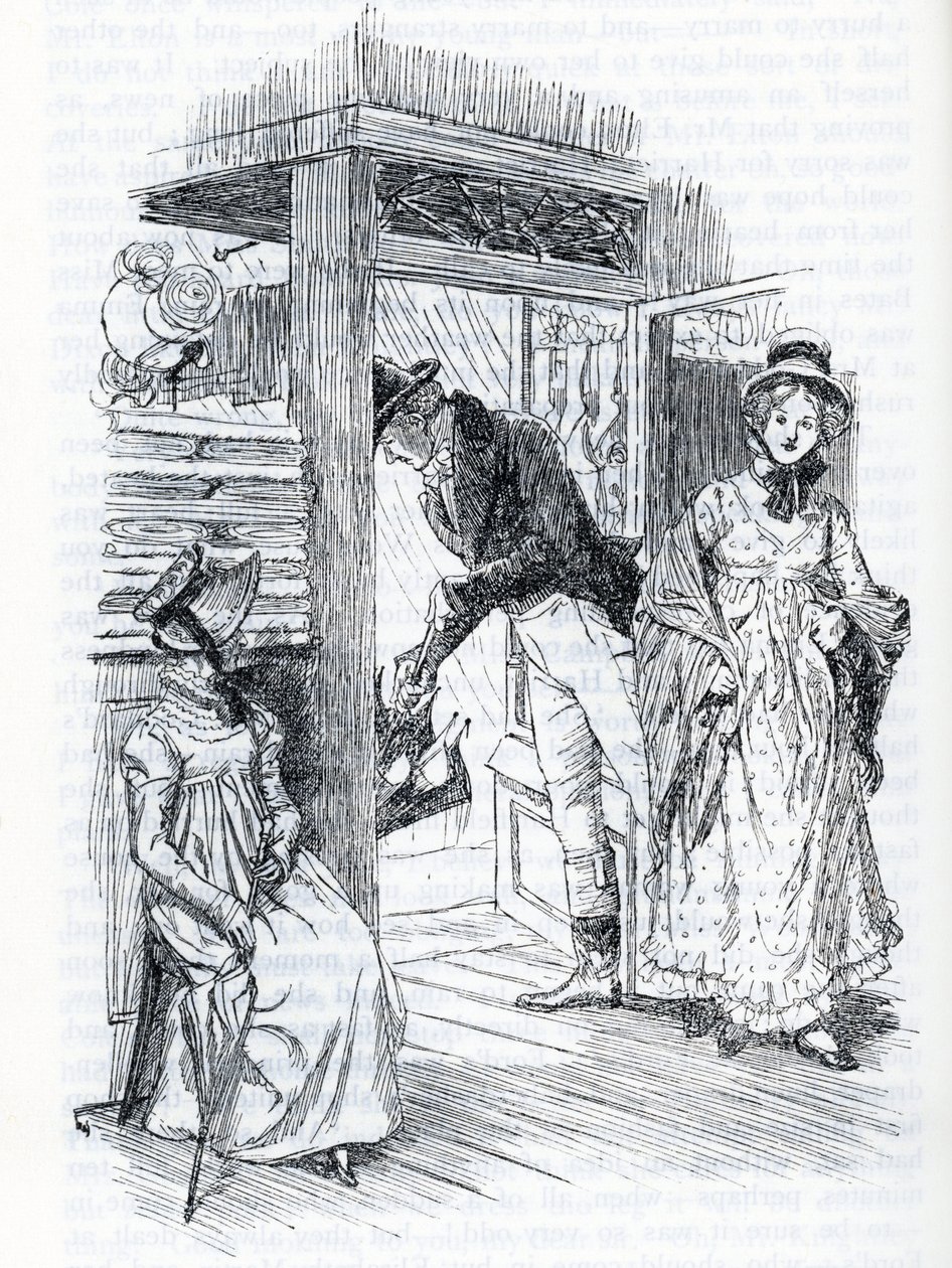 "Emma förklarar att hon är den som arrangerar bröllopet för Miss Taylor och Mr Weston" (illustration) av Hugh Thomson