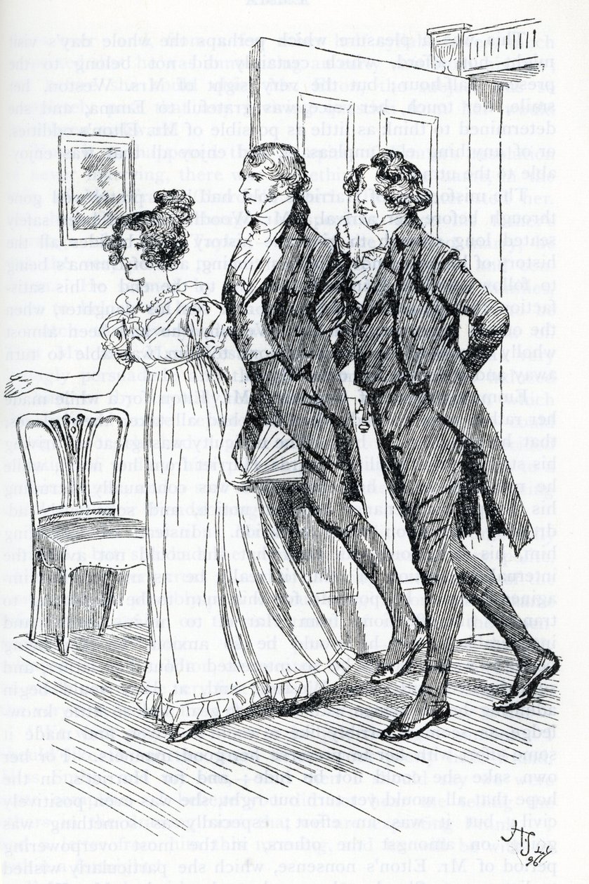 "Emma bjuder in Mr Elton att beundra porträttet av Harriett" av Hugh Thomson