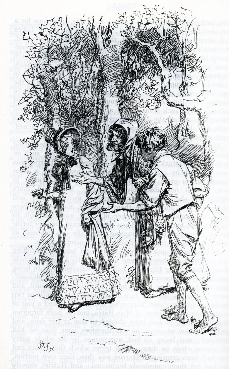 "Harriet, attackerad av zigenare" (illustration) av Hugh Thomson