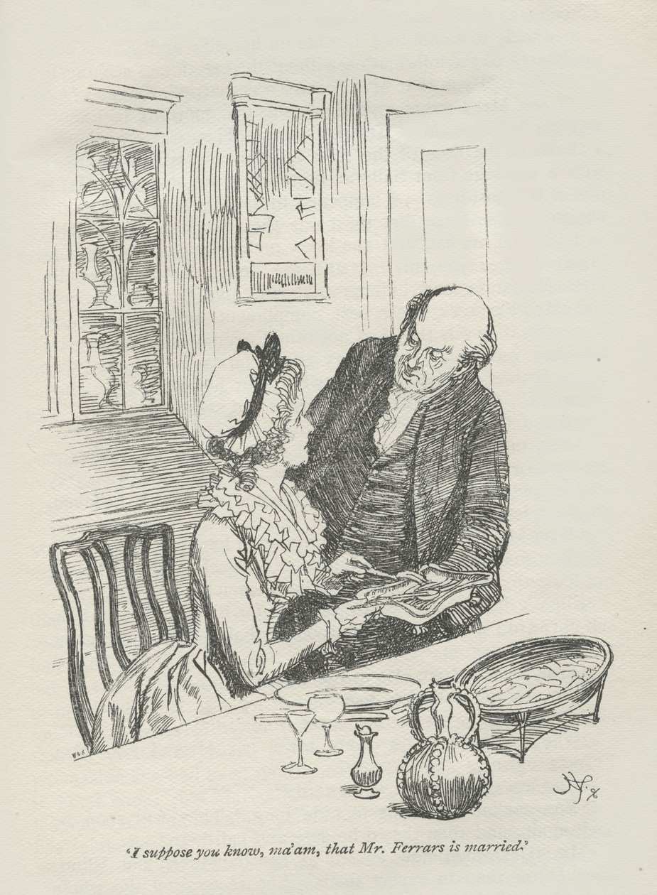 Jag antar att du vet, frun, att Mr. Ferrars är gift, 1896 av Hugh Thomson