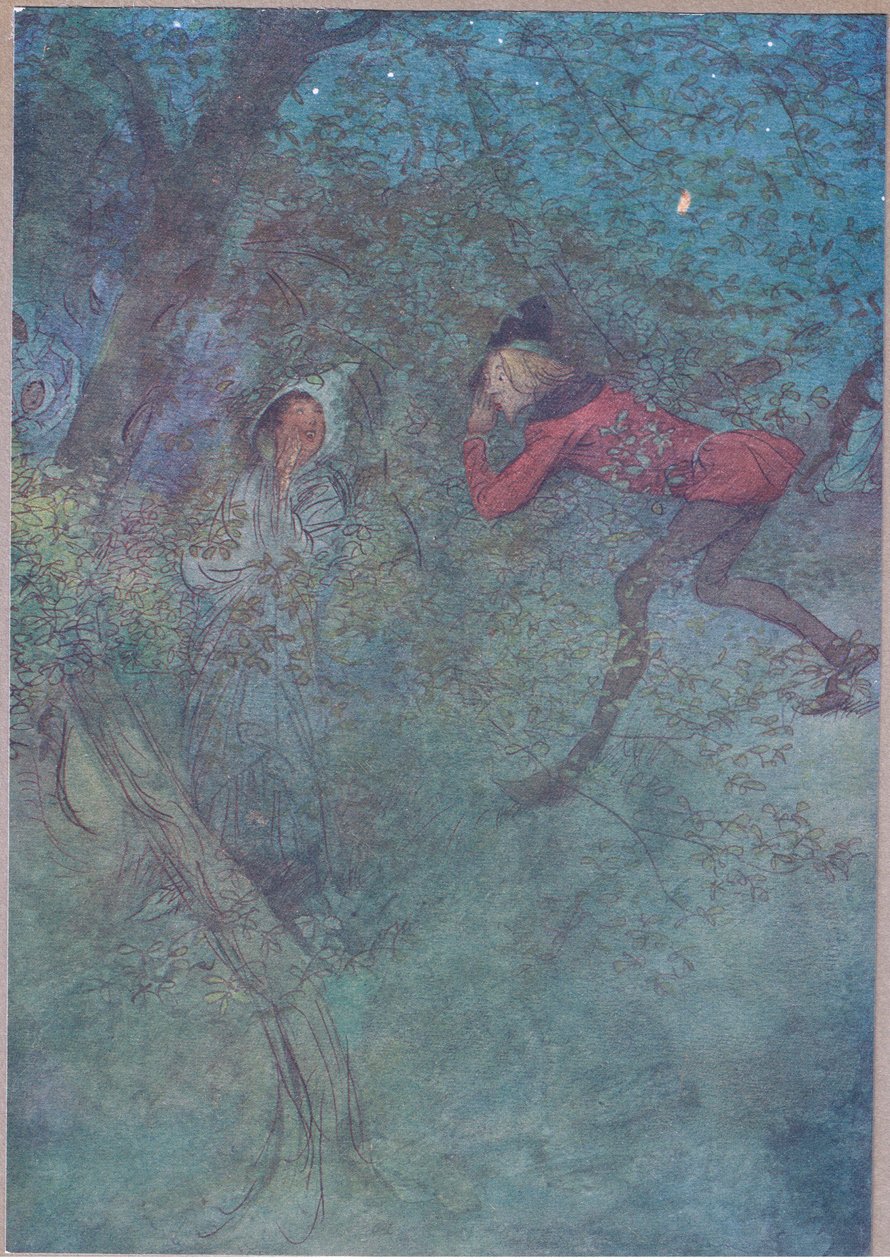 Jag gick till henne och grät mamma och hon grät Budget, illustration från The Merry Wives of Windsor, 1910 av Hugh Thomson