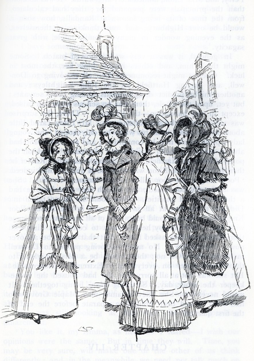 "Fru. Cole, Mrs Perry och Mrs Elton” - (illustration) av Hugh Thomson