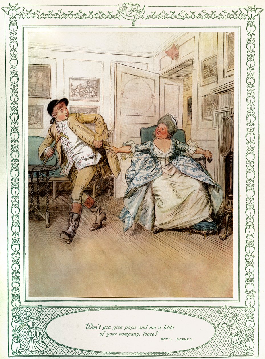 Oliver Goldsmiths pjäs She Stoops to Conquer av Hugh Thomson