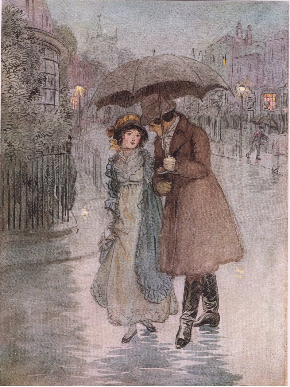 Phoebe: "Det regnade och mitt ansikte var blött. (litho) av Hugh Thomson