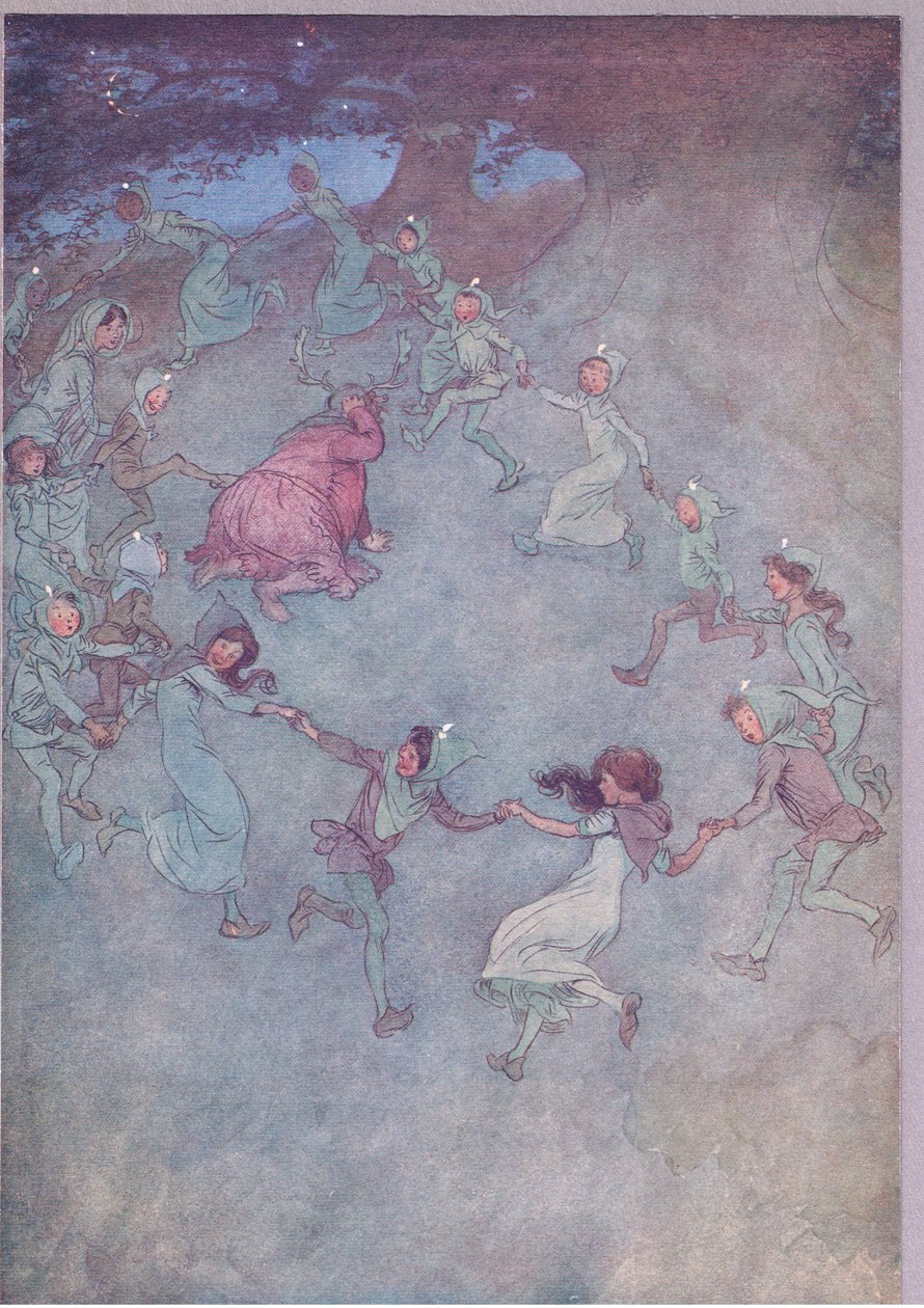 Låt dem sedan omringa honom, illustration från The Merry Wives of Windsor, 1910 av Hugh Thomson
