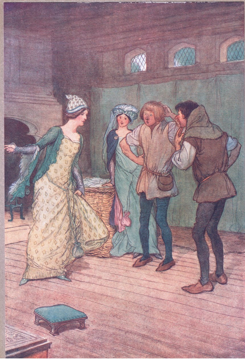 Töm den där i det leriga diket, illustration från The Merry Wives of Windsor, 1910 av Hugh Thomson