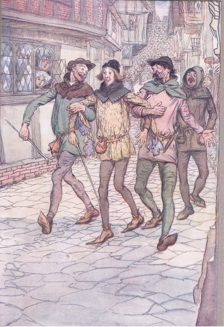 De bar mig till en krog, illustration från The Merry Wives of Windsor, 1910 av Hugh Thomson