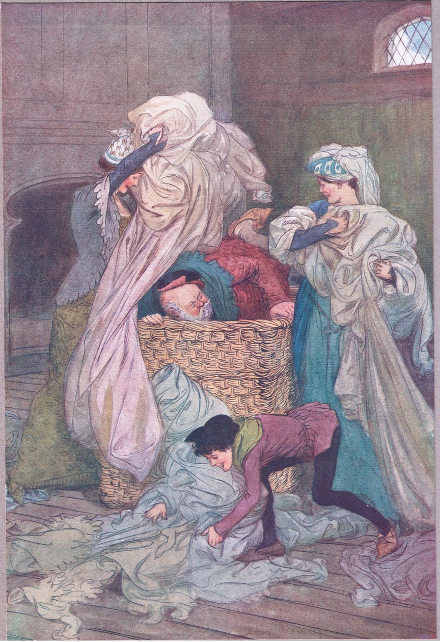 "De täcker honom med fult linne", illustration från 