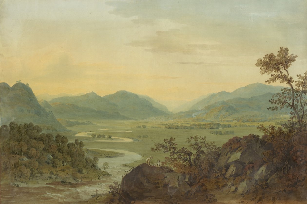 Carne River från Loudoun Castle, Ayrshire, 1804 av Hugh William Williams