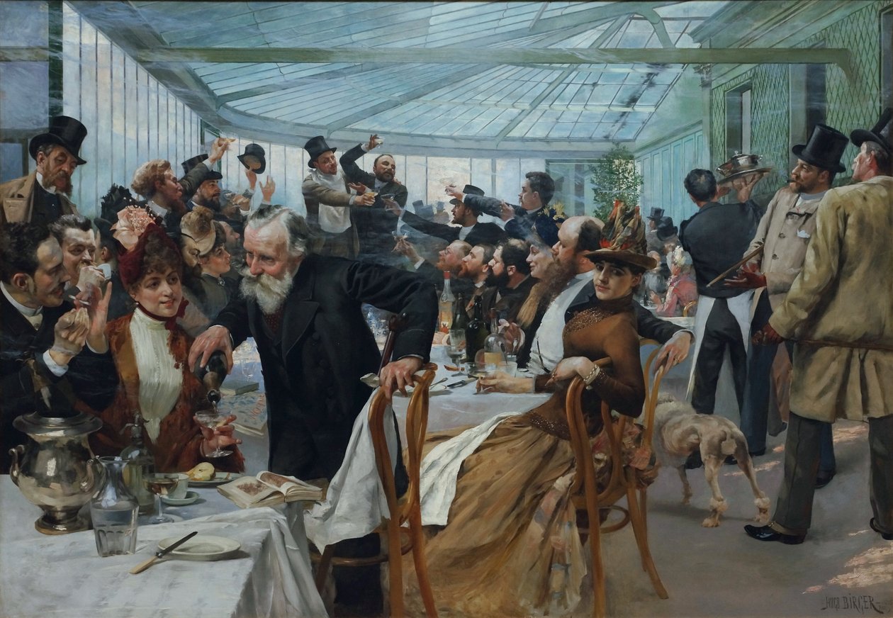 Skandinavisk konstnärslunch på Cafe Ledoyen på lackeringsdagen 1886 av Hugo Birger