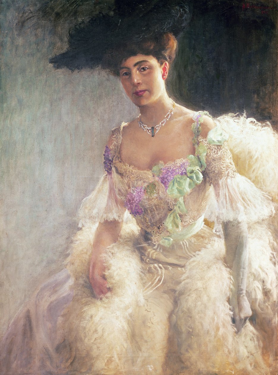 Porträtt av en dam i aftonklänning, 1903 av Hugo Elias Bachmanssen