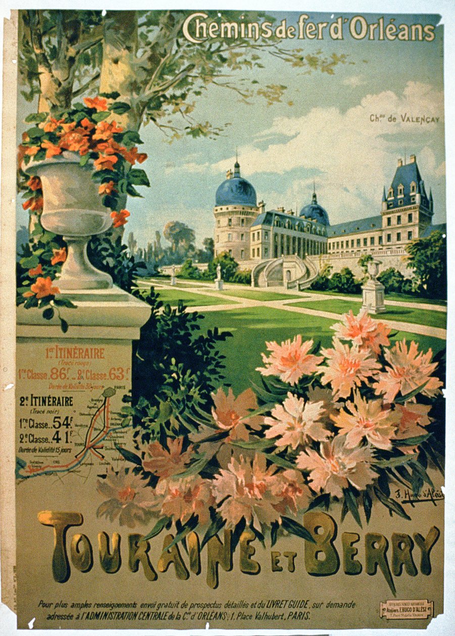 Annons för "Touraine Et Berry", av Orleans Railway av Hugo d