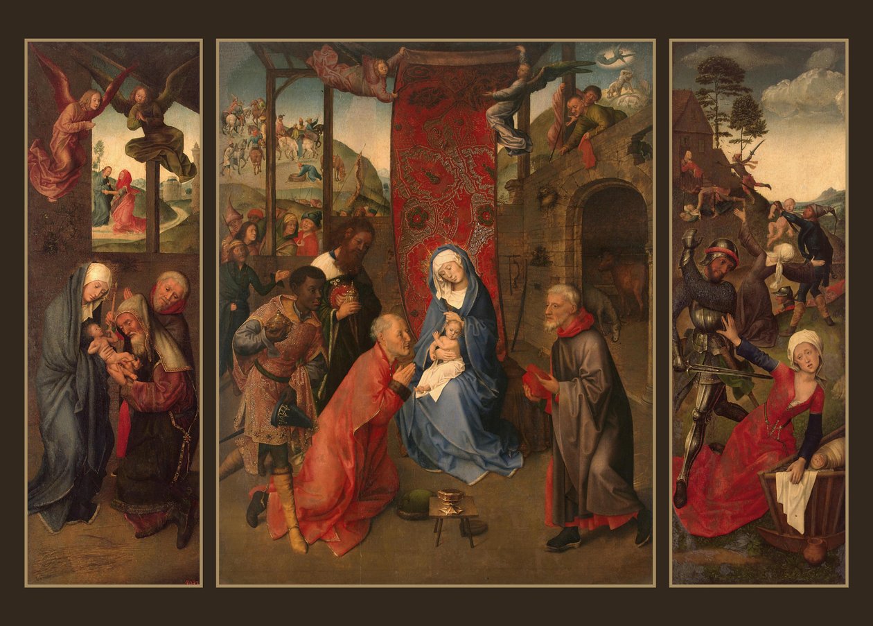 Tillbedjan av männen (Triptyk) av Hugo van der Goes