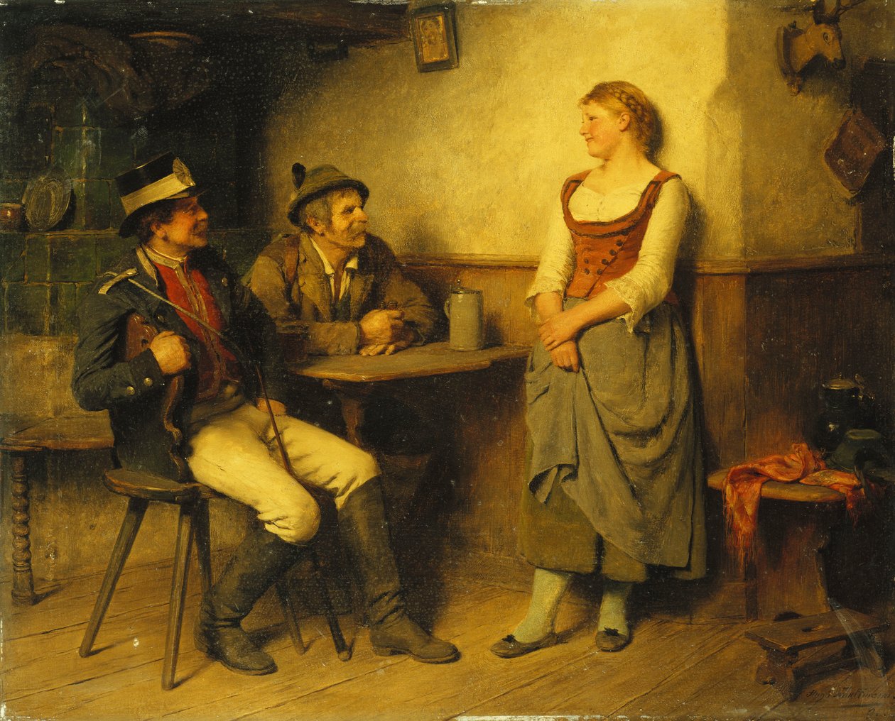 A Conservation in the Tavern, 1891 av Hugo Kauffmann