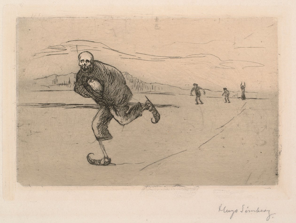 Död på rullskridskor; Dödsslädning av Hugo Simberg