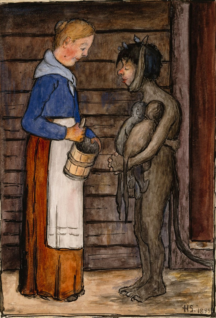 Bondhustrun och Stackars Djävul av Hugo Simberg
