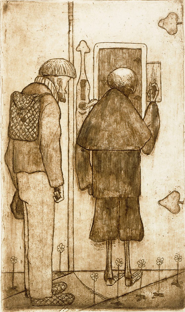 Bonden och döden vid himmelens portar av Hugo Simberg