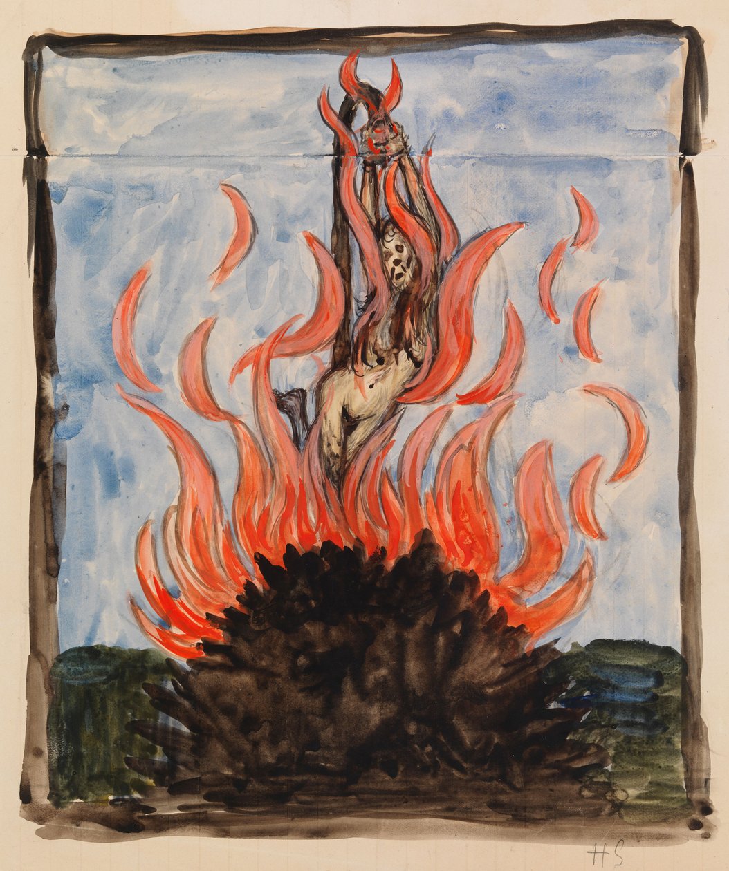 Häxan vid bålet av Hugo Simberg