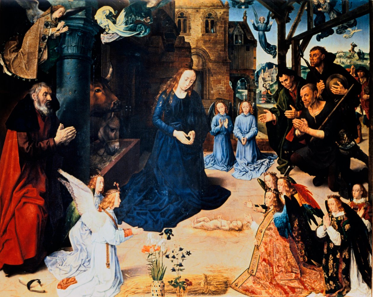 Tillbedjan av herden, 1476-1479. av Hugo van der Goes