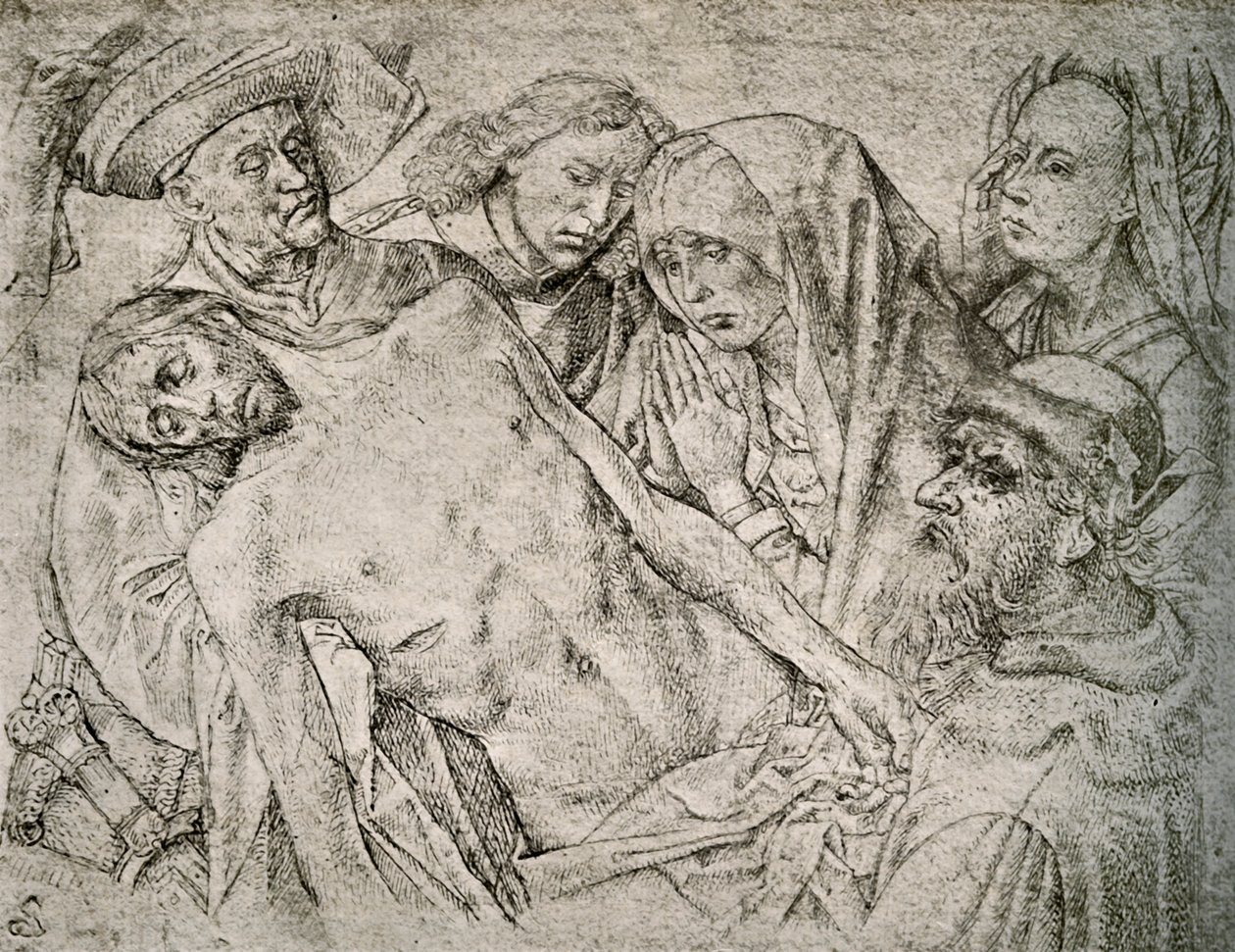 Teckning efter avsättningen från korset, c1460-1480, 1908. av Hugo van der Goes