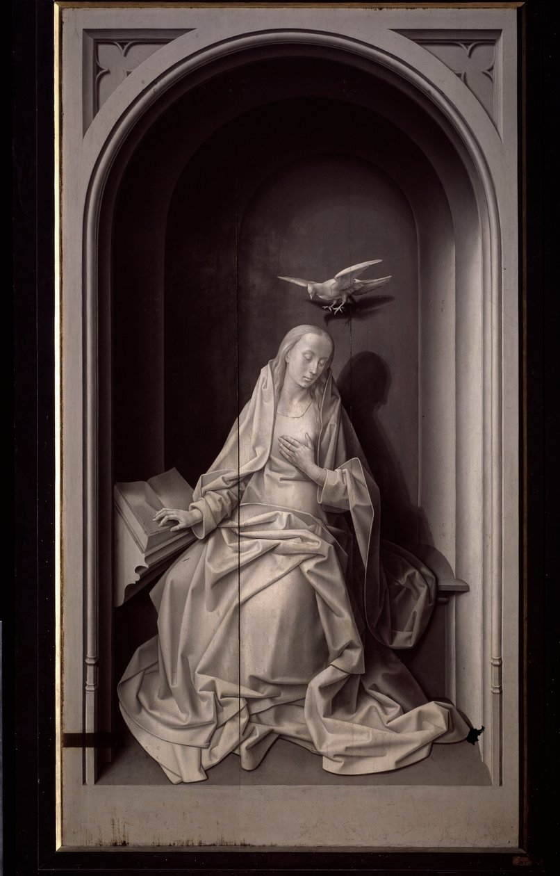 Jungfrun av bebådelsen, från Portinari-triptyken, ca 1479 (olja på panel) av Hugo van der Goes