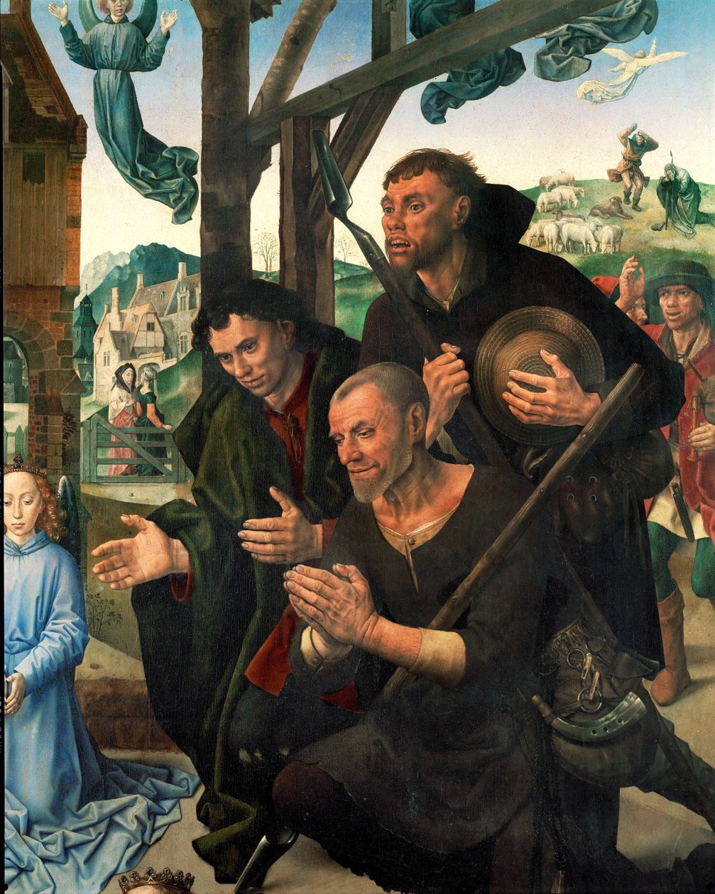 Tre herdar (tempera på trä) av Hugo van der Goes