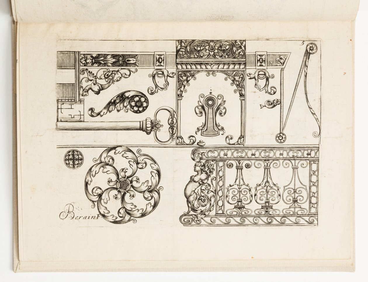 Tavla 5, från Various Designs for Locksmiths av Hugues Brisville