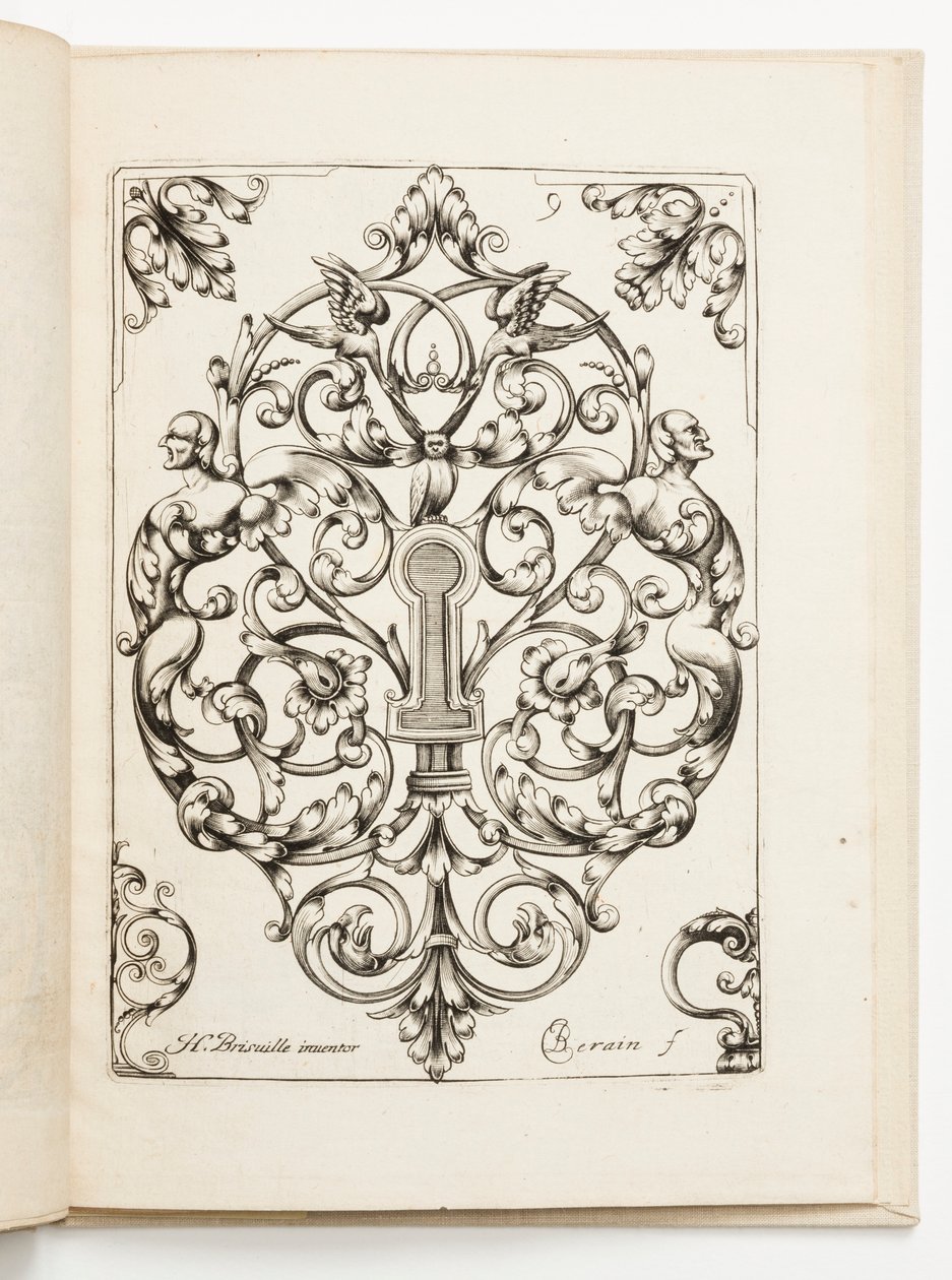 Tavla 9, från Various Designs for Locksmiths av Hugues Brisville