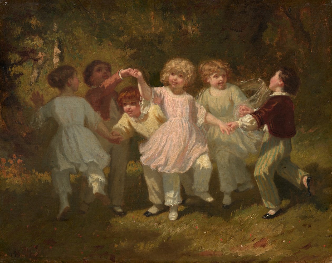 Barn som leker i en park, ca 1860 (olja på duk) av Hugues Merle