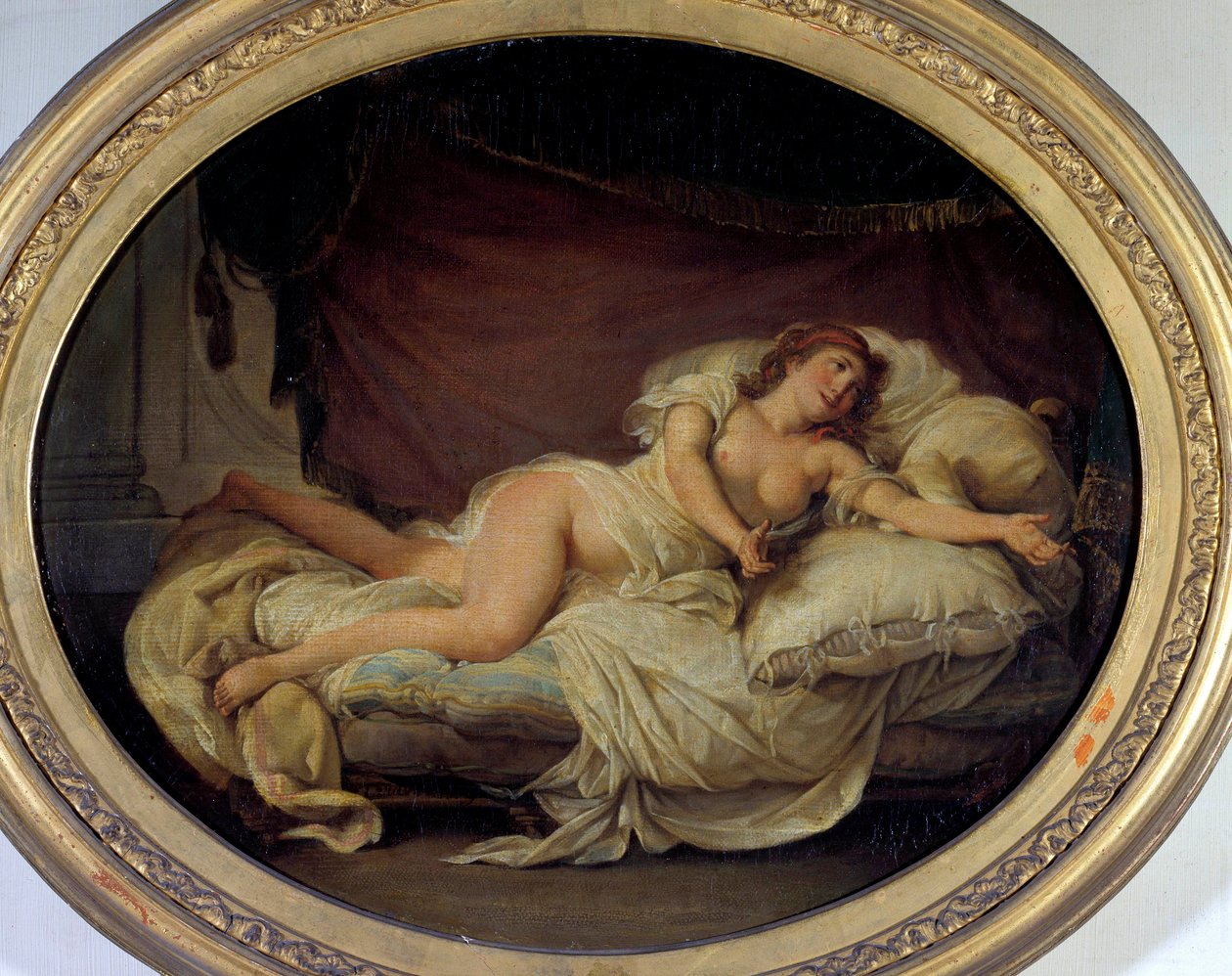 Woman Couchee-målning av Hugues Traval (1728-1785) 1779 sön. 0,36 x 0,44 m Towers Museum of Fine Arts av Hugues Traval