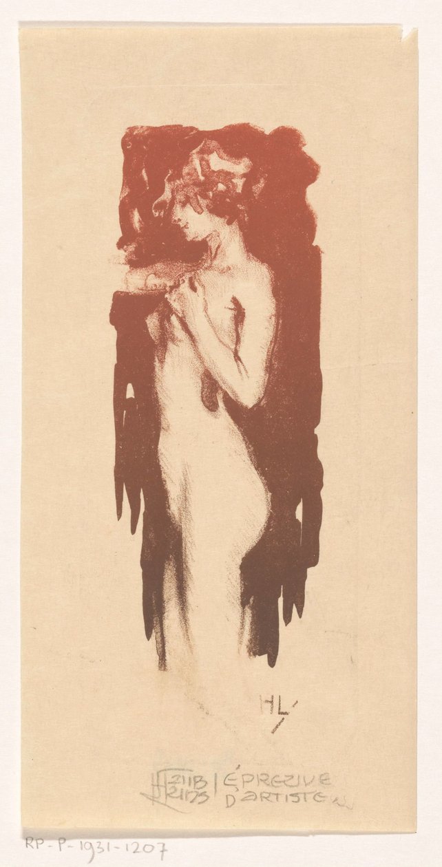 stående naken kvinna av Huib Luns (signed by artist)