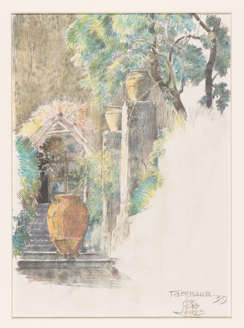 Trappor i trädgården i Taormina av Huib Luns (signed by artist)