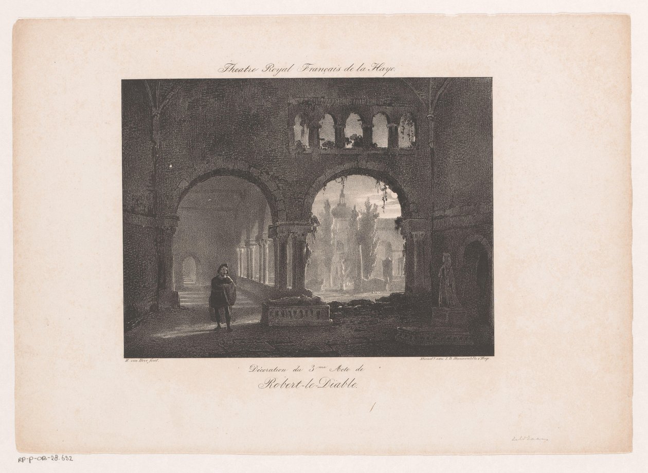 Scenografi för operan Robert le diable Theatre Royal Francais de la Haye (titel på objekt) av Huib van Hove Bz