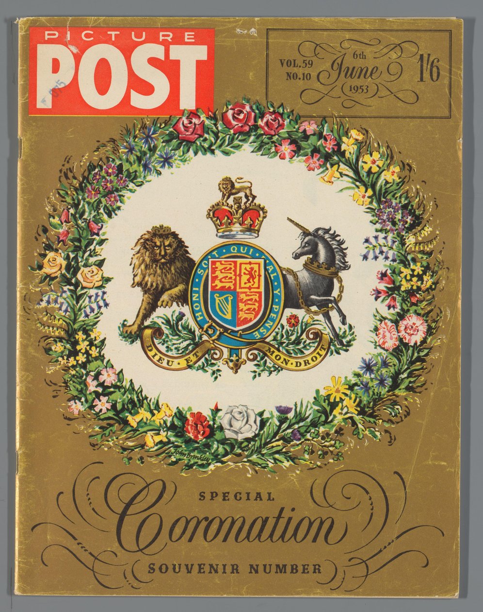 Kopia av specialutgåvan av Picture Post som firar drottning Elizabeth II:s kröning, 6 juni 1953 Bildpost / Special Coronation Souvenirnummer (titel på objekt) av Hulton Press Ltd.