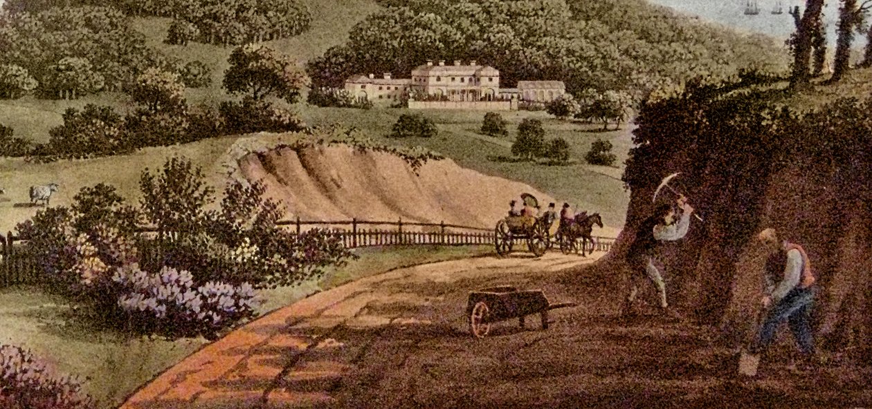 Detalj av en vy av Sherringham Bower, Norfolk: Abbot Upcher, c.1812 wc på papper av Humphry Repton