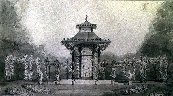 Design för en voljär och pergola i kinesisk stil av Humphry Repton