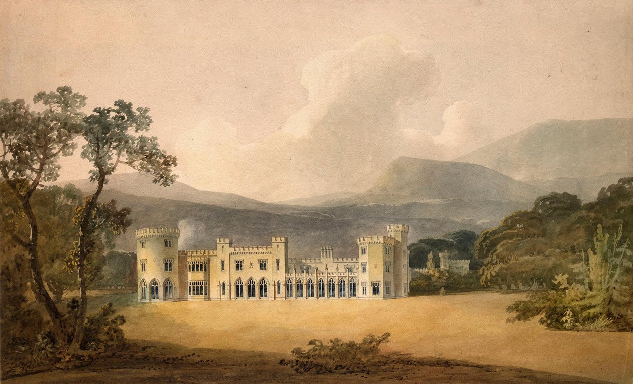 Trädgårdsfasaden på Shanbally Castle, grevskapet Tipperary av Humphry Repton