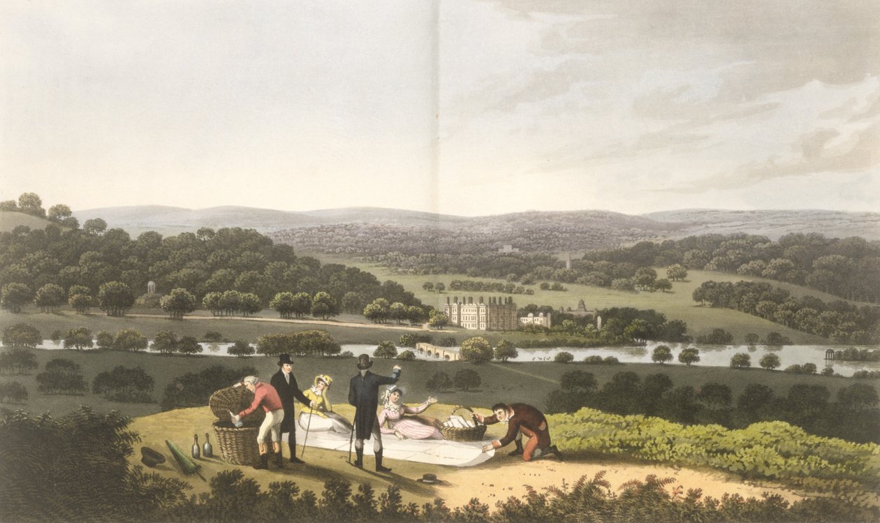 General View of Longleat från Prospect Hill, från "Fragment on theory and practice of landscape gardening", pub. 1816 av Humphry Repton