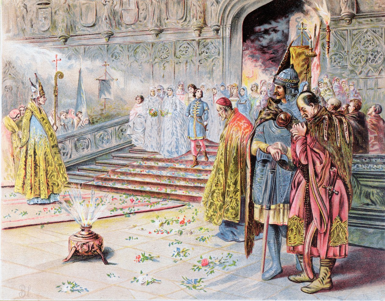 Äktenskap mellan Matthias I (1440-90) Corvinus och Beatrice av Aragon 1476 av Hungarian School
