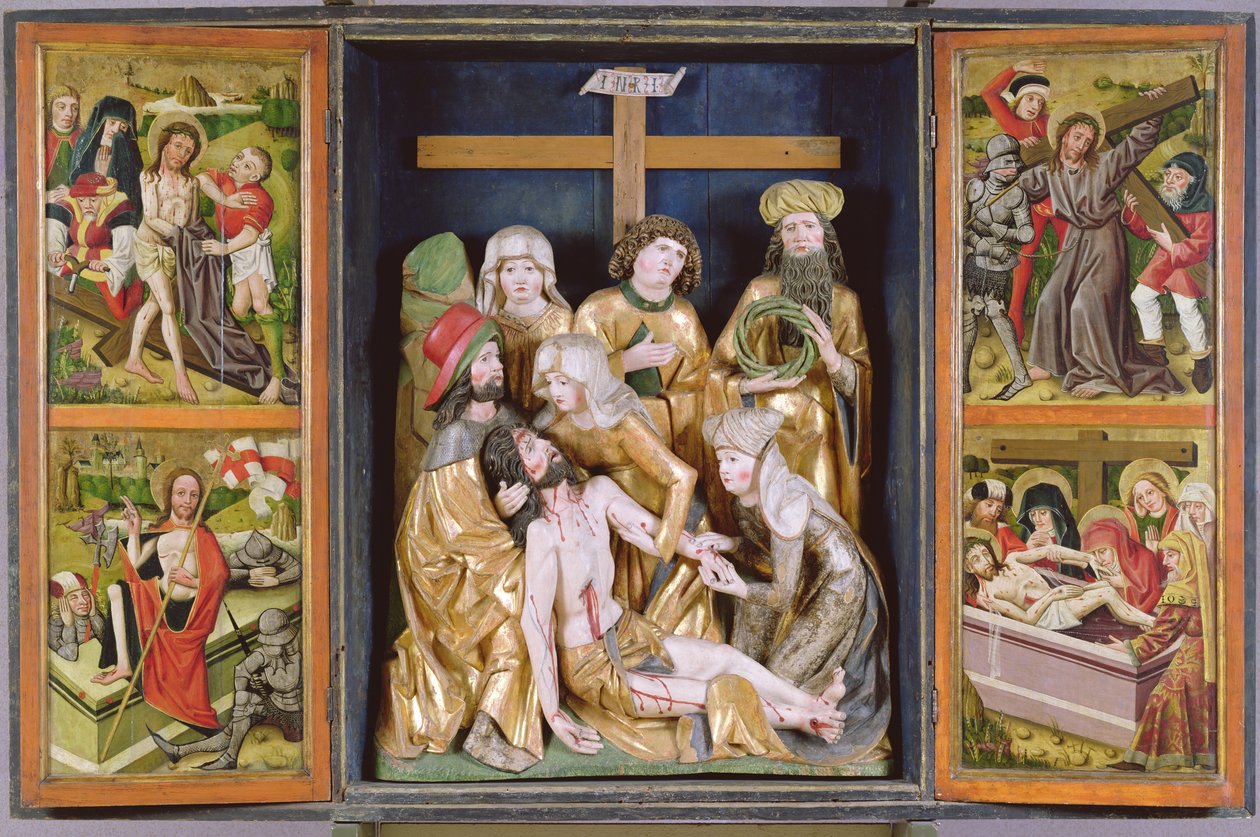 Passionsaltare, Janosret, 1480-90 (målat och förgyllt trä) av Hungarian School