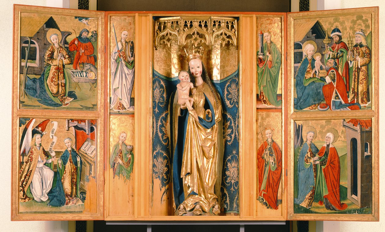 Jungfru Marias altartavla från Szepeshely, ca 1480 (tempera på panel) av Hungarian School
